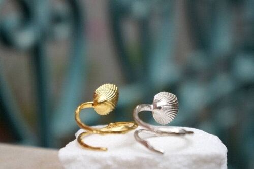 Sterling Silver real Shell Ring,Summer Jewelry, Gold plated