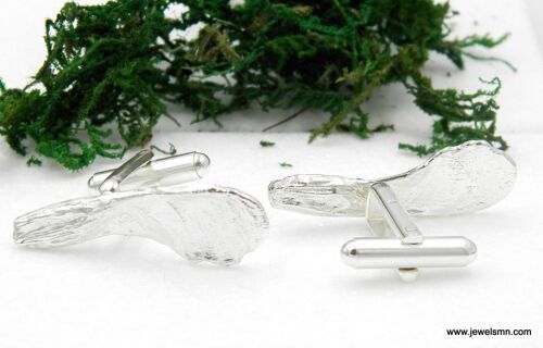 Silver Cuff links Suit Accessories gift for men. Maple seed