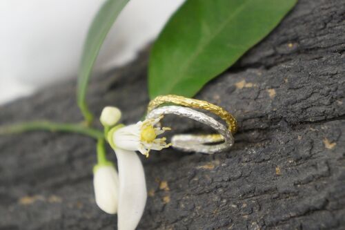 Two tone branch ring for nature lovers. Double Sterling