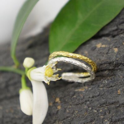 Anillo de dos tonos para los amantes de la naturaleza. Doble esterlina