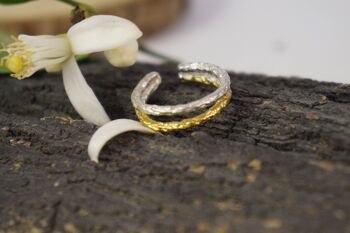 Bague branche bicolore pour les amoureux de la nature. Double Sterling 3