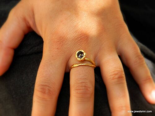 Real Lily Ring gold and black palladium with branch ring.  g