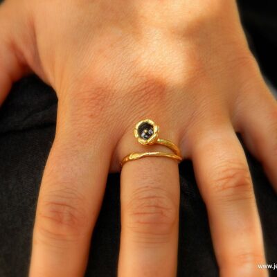 Real Lily Ring gold and black palladium with branch ring.  g