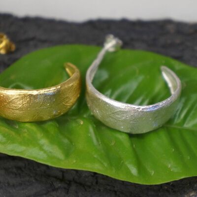 Olive leaf Sterling silver Hoops Earrings.