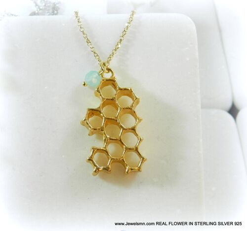 Bee necklace,Real honeycomb necklace for women in