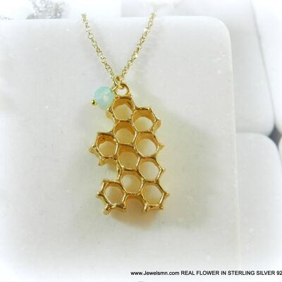 Bee necklace,Real honeycomb necklace for women in