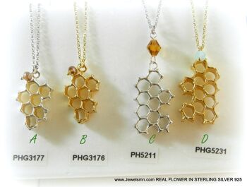 Collier d'abeille, véritable collier en nid d'abeille pour les femmes en 3