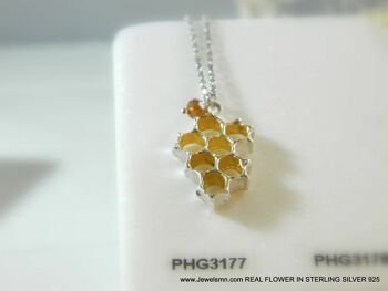 Collier d'abeille, véritable collier en nid d'abeille pour les femmes en 4