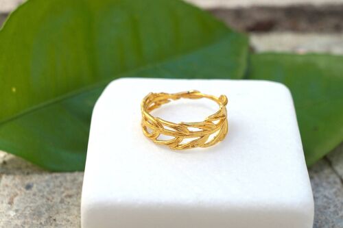Solid Gold Ring leaf for Women, 22k,14k,9k Real Gold Jewelry