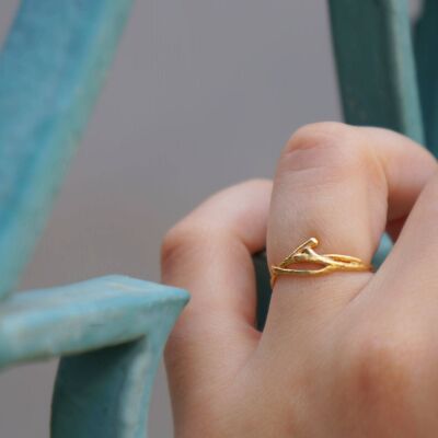 Anello d'oro sottile minimale, anello d'oro piccolo 14k in oro massiccio,