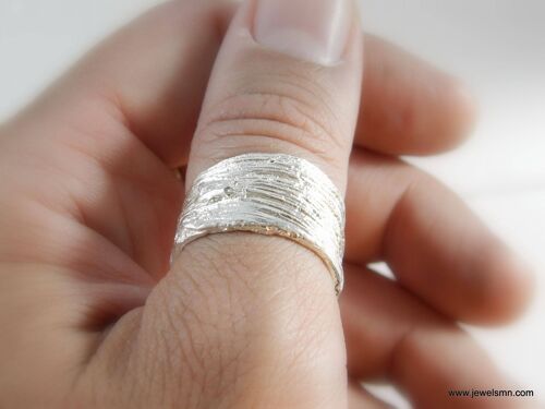 Thumb Ring. Bark Wood Wide Band ring for men and women in St