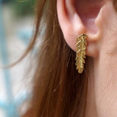 Fern Leaf Earrings for Women, 14k Goldplated on Sterling