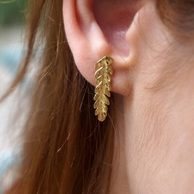 Fern Leaf Earrings for Women, 14k Goldplated on Sterling