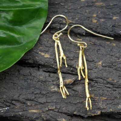 Jasmine plant Gold twig earrings by Real Jasmine flower bran