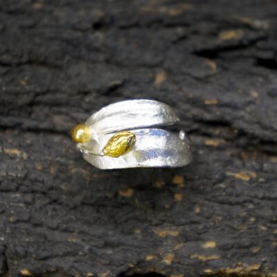Sterling silver statement Olive Leaf Ring and Olive Branch R
