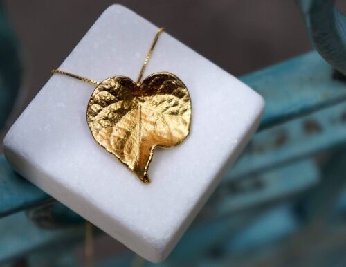 Gold Necklace Bell Flower leaf, 14k Gold on sterling silver