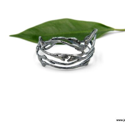 Men and women Black oxidation Twig ring in sterling silver 9