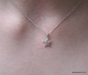 Véritable collier étoile de mer minuscule sur argent sterling. Étoile de mer Sym 2