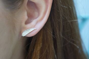 Boucles d'oreilles petites feuilles en argent sterling, véritable feuille d'olivier 1