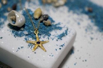 Pendentif étoile de mer en or avec zircon, collier étoile de mer, 14 carats 1