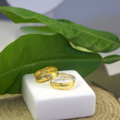 Real Olive Leaf Ring Goldplated or gold and silver.