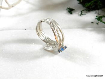 Bague Branche nature en argent sterling avec diamant créatif Lab 4