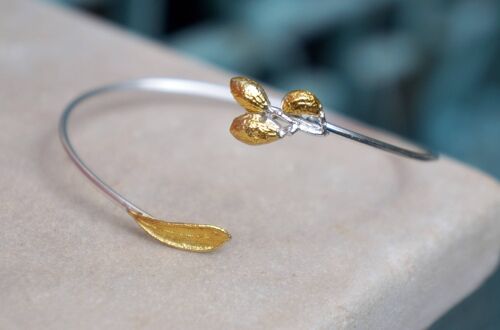 Gold and Silver Olive Leaf and fruit Bracelet for Women