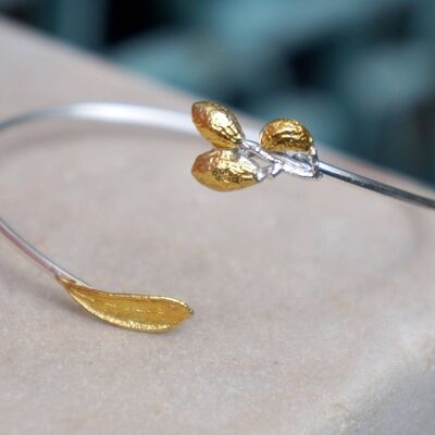 Gold and Silver Olive Leaf and fruit Bracelet for Women