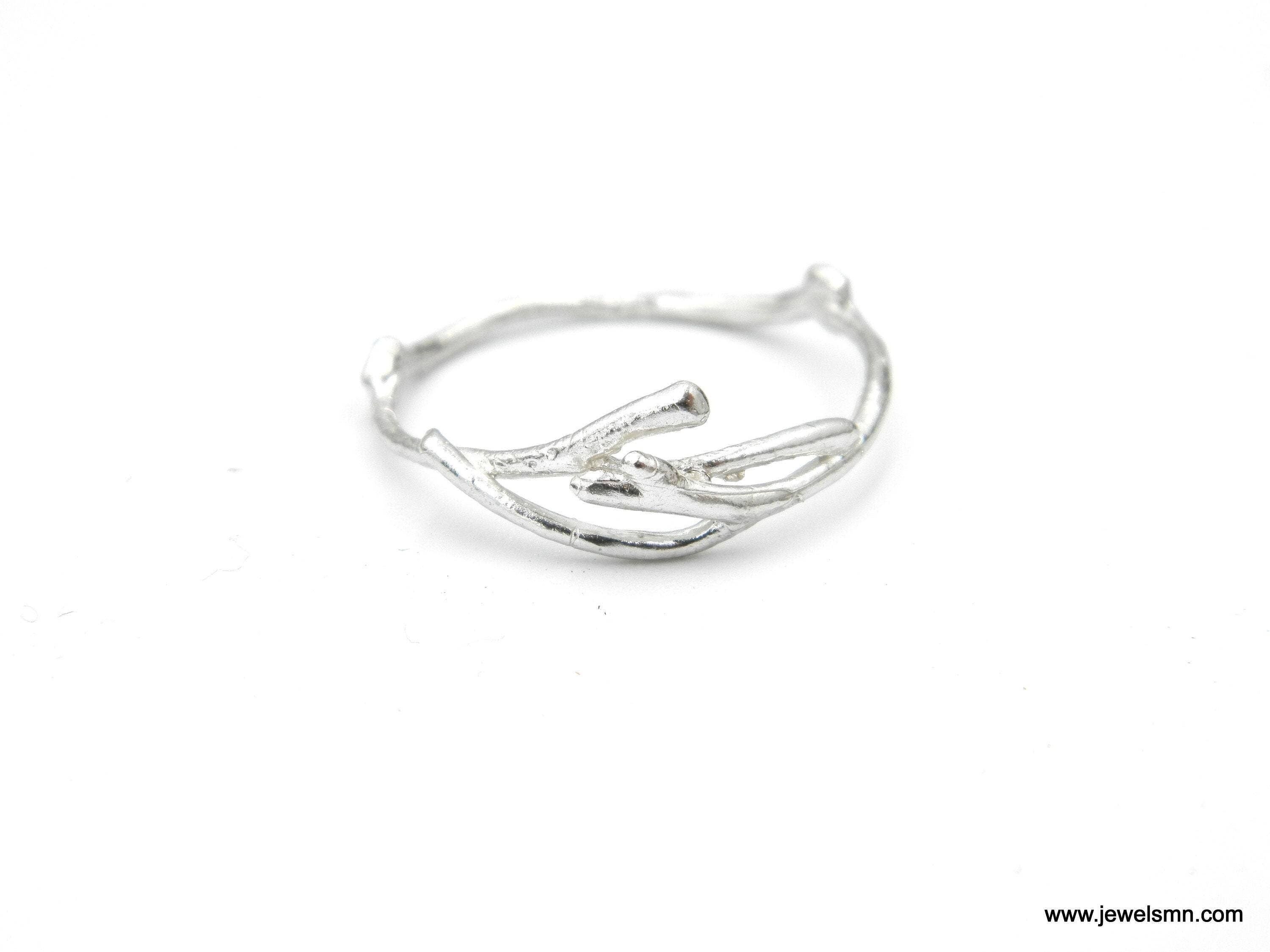 Bague Twig, argent sterling fin pour hommes et femmes. jasme
