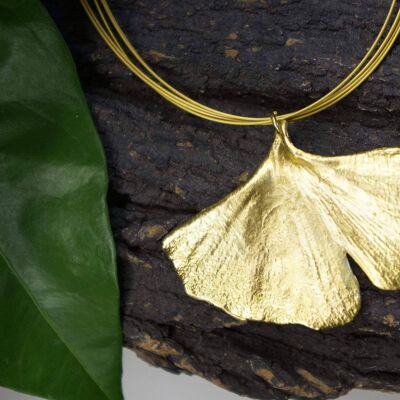 Ginkgo Biloba Leaf Necklace from Real Gingko Plant gold dipp