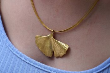 Collier feuille de Ginkgo Biloba de Real Gingko Plant gold dipp 2