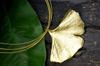 Collier feuille de Ginkgo Biloba de Real Gingko Plant gold dipp 3