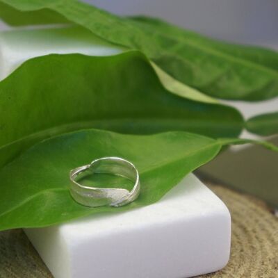 Real Olive Leaf Ring on sterling silver 925.