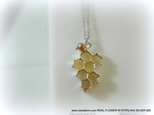 Bee necklace,Real honeycomb necklace for women