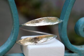 Bracelet jonc feuille d'olivier en argent sterling, bracelet de manchette réglable 1