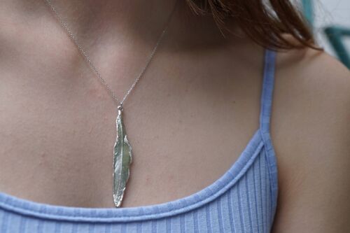 Feather necklace sterling silver. Dove Feather Pendant