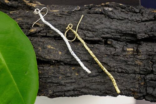 Silver Pine twig Earrings for Women,Twig earrings Silver bra