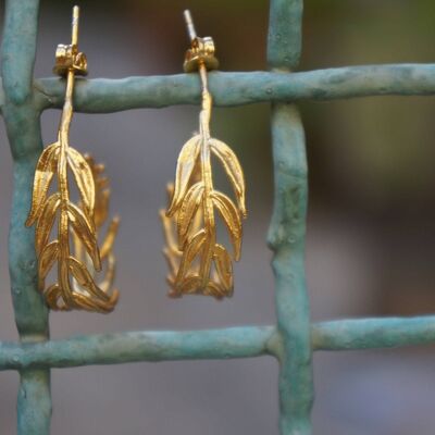 Aretes de aros de oro para mujer, oro de 14 k en plata de ley R