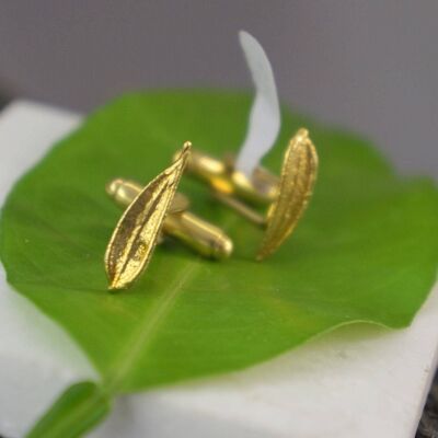 Fathers Day Gift, Silver Olive leaf cuff links, Wedding