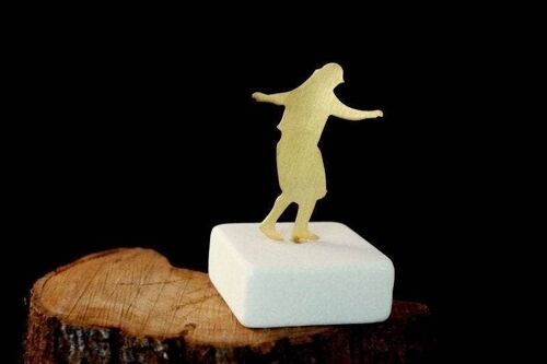 Minimal Dancer Figure Paperweight, Laser Cut Gold plated Bro