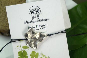 Bracelet ajustable en macramé en argent sterling Feuille de lierre, Natura 4