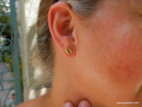 Earrings Coffe stud earrings gift for coffe lovers. 14k gold