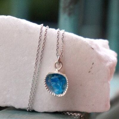 Gioielli collana in argento sterling. Real Shell con mu blu