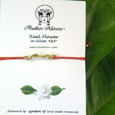 Cord Florar Bracelet adjustable, sterling silver, dainty