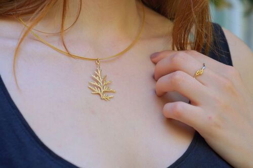 Cypress Tree Leaf Necklace Goldplated