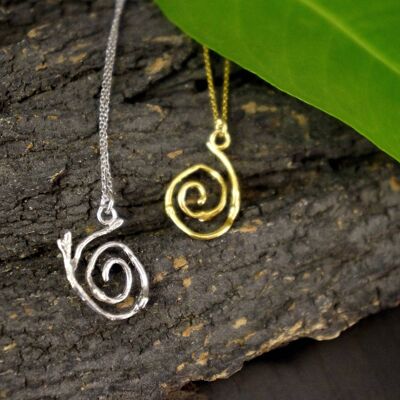 Jasmine plant Silver Spiral Necklace Botanical. Real Jasmine