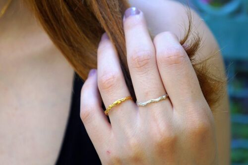 Thin delicate Twig ring 14k Gold on Sterling silver.