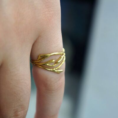 Nature Knuckle in Sterling Silver Real Jasmine Twig Ring, Go