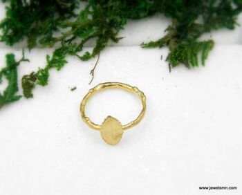 Bague feuille de rose en or véritable sur brindille. Or blanc ou jaune mini 3