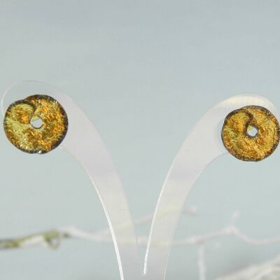 Plant leaf Earrings for women 14k Gold & Black Rhodium on st